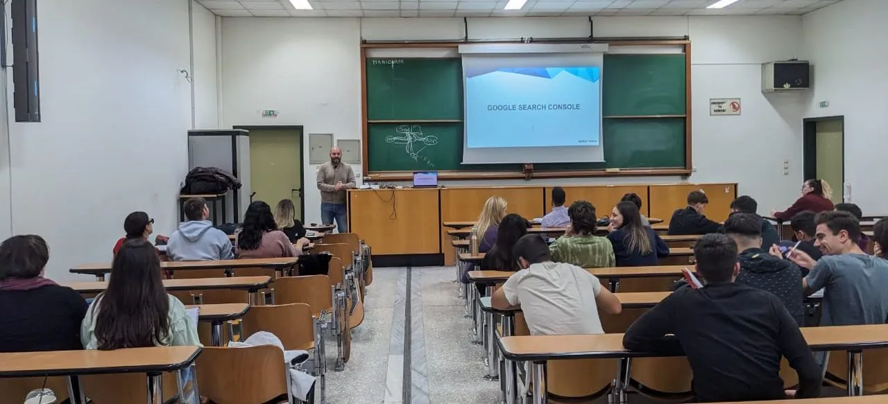 Emilio Takas lecturing on Google Search Console at AUEB